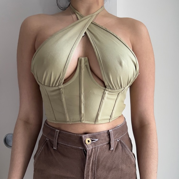 Olive green corset crop top - Picture 3 of 3